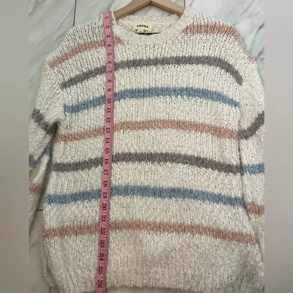 Adora popcorn fuzzy soft striped Multicolor Sweater, size S - Picture 9 of 10